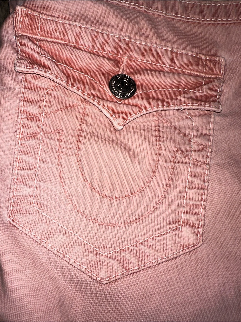 True Religion Jodie Terracotta Non Denim Women’s 9” Rise Rose Pink Jeans Size 32 - Picture 4 of 9